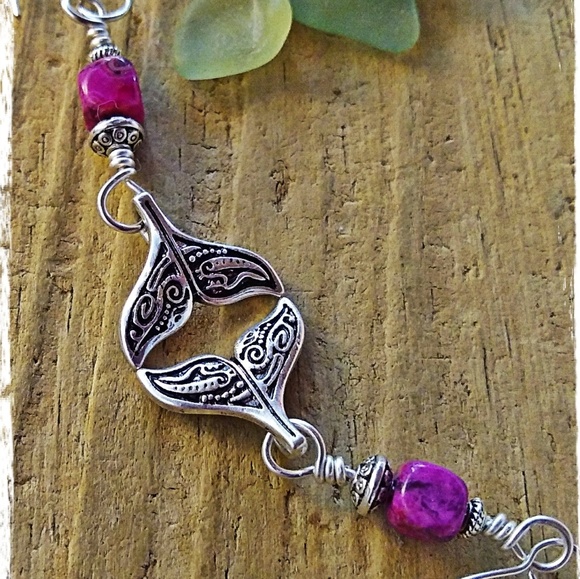 Mermaid/Whales Tail Ruby Crazy Lace Agate Earrings - Picture 5 of 8